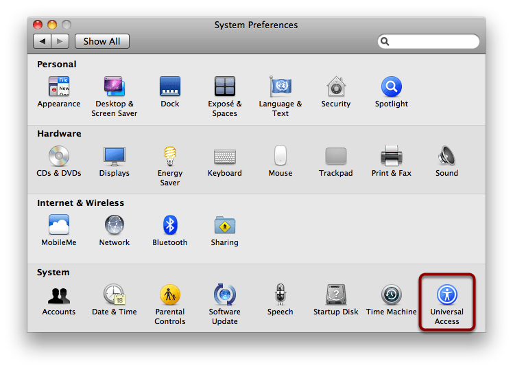 universal access for mac 10.10.5