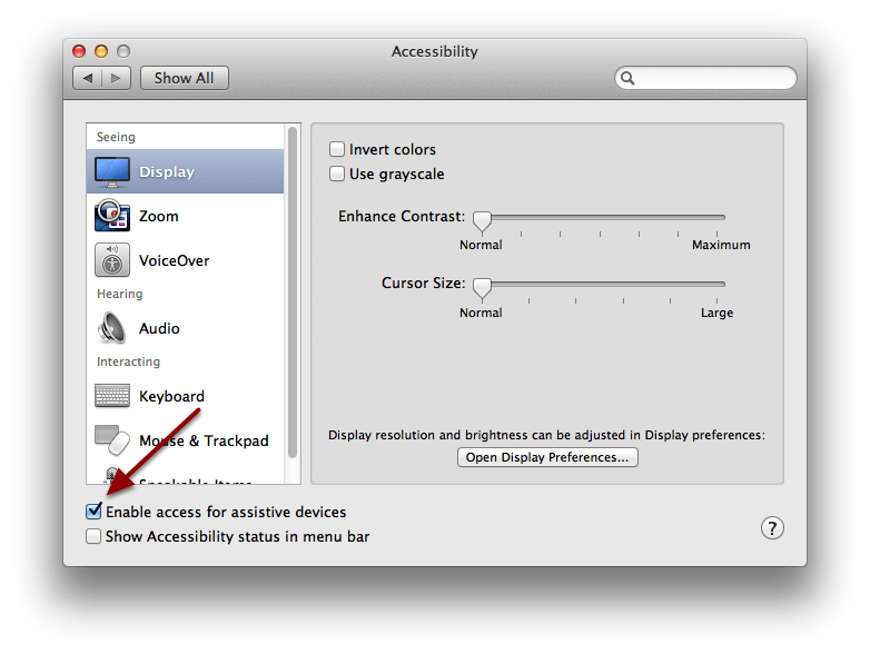 enable access for assistive devices mac yosemite